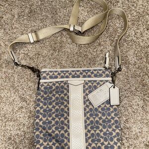 Coach Blue and Cream Patterned Crossbody Bag
